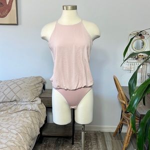 Baby pink high neck, dressy, Bodysuit keyhole back MAURICES